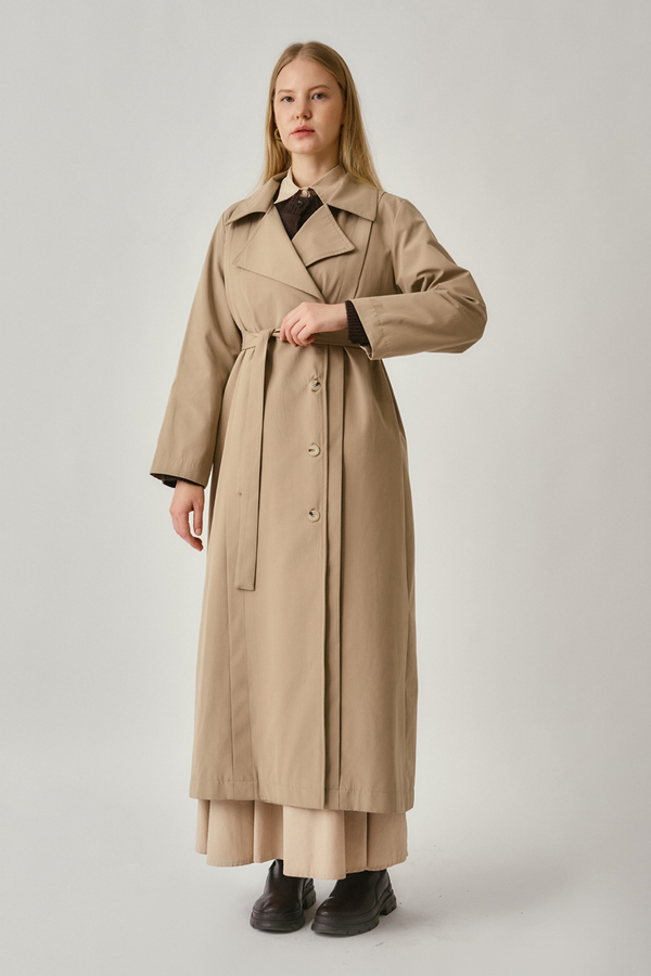 Stitch Detail Trench Coat Beige - 7