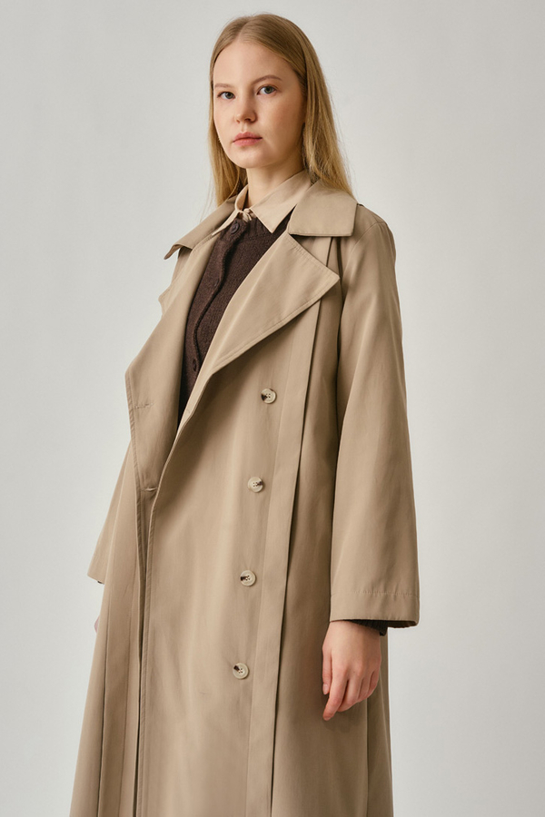 Stitch Detail Trench Coat Beige - 5