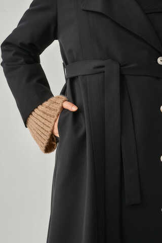 Stitch Detail Trench Coat Black - 9
