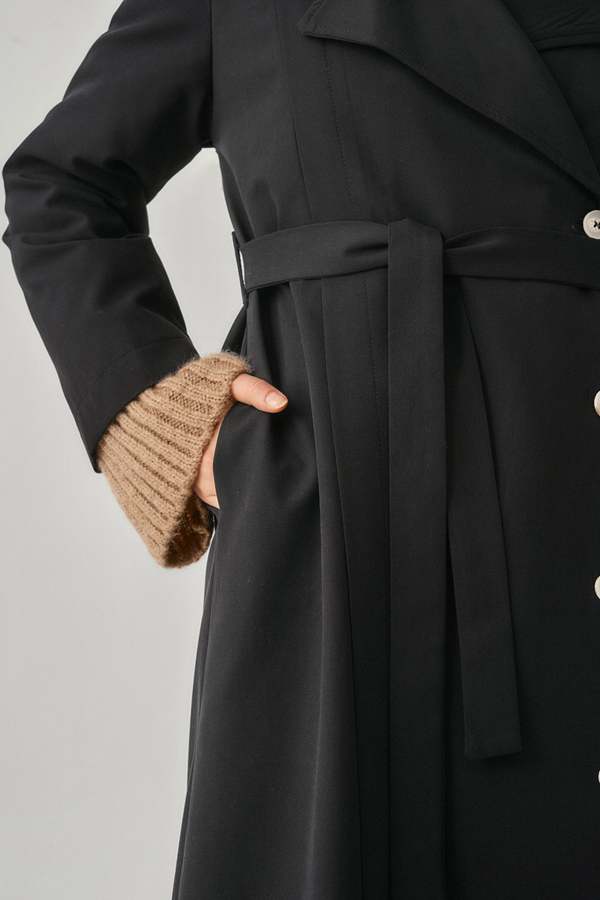 Stitch Detail Trench Coat Black - 9