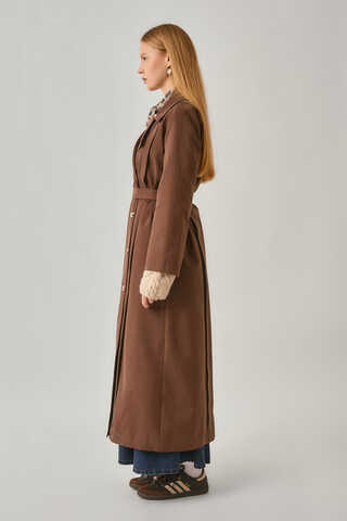 Stitch Detail Trench Coat Brown - 5
