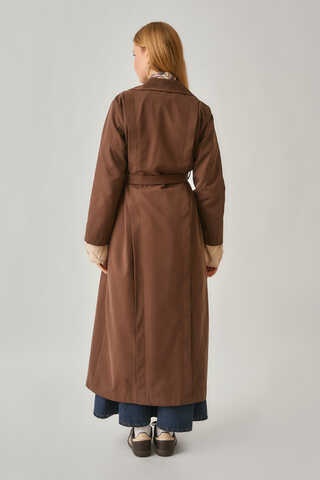 Stitch Detail Trench Coat Brown - 13