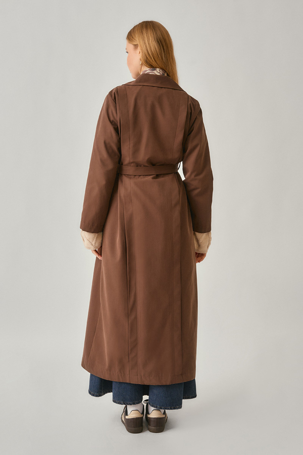 Stitch Detail Trench Coat Brown - 13
