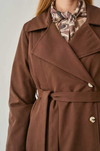Stitch Detail Trench Coat Brown - 12