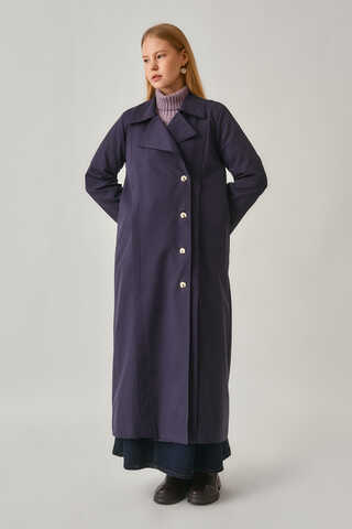 Stitch Detail Trench Coat Navy - 6