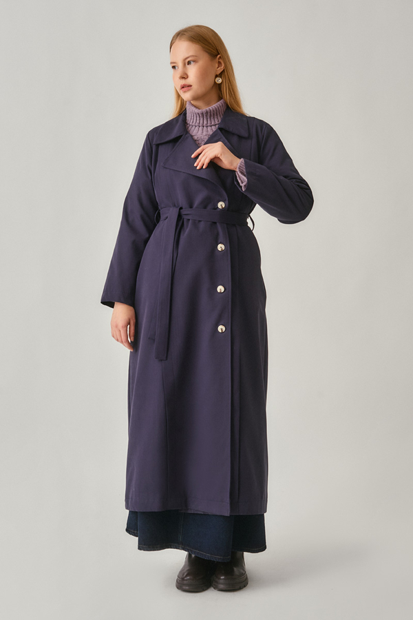 Stitch Detail Trench Coat Navy