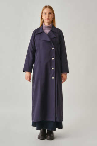 Stitch Detail Trench Coat Navy - 9