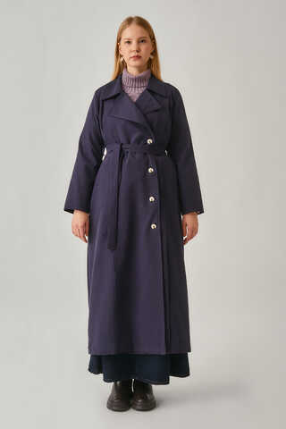 Stitch Detail Trench Coat Navy - 10