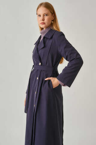Stitch Detail Trench Coat Navy - 8