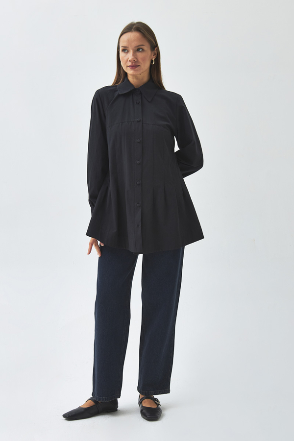 Stitch Detailed Yoke Shirt Black - 3