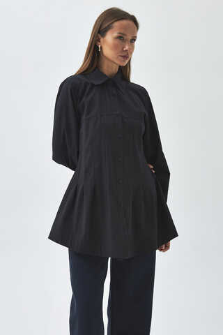 Stitch Detailed Yoke Shirt Black - 4
