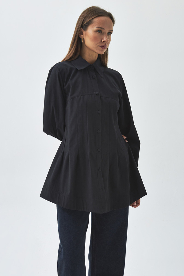 Stitch Detailed Yoke Shirt Black - 4