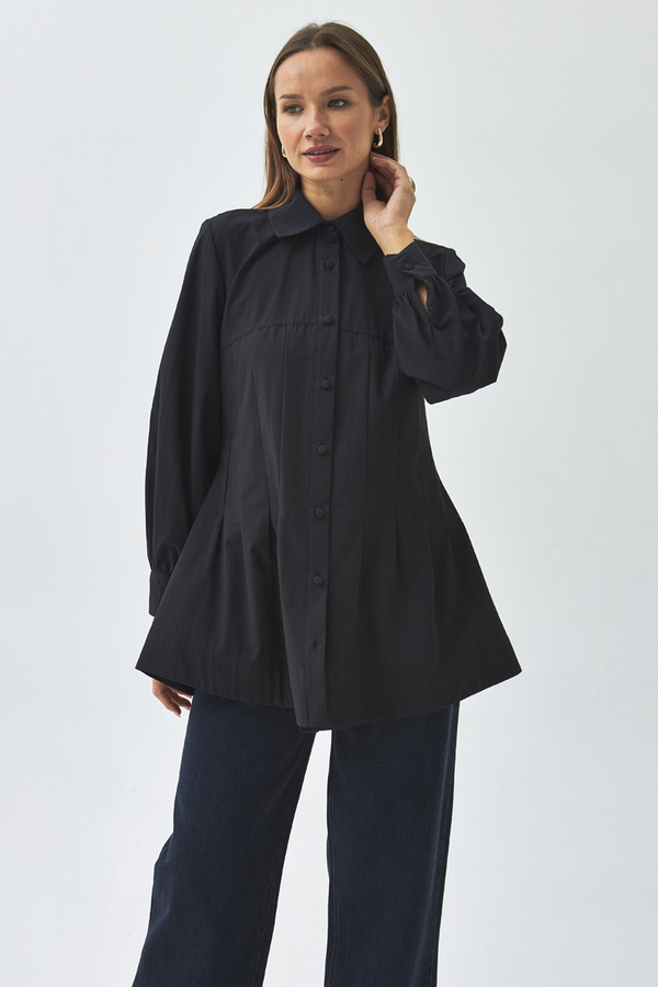 Stitch Detailed Yoke Shirt Black - 5