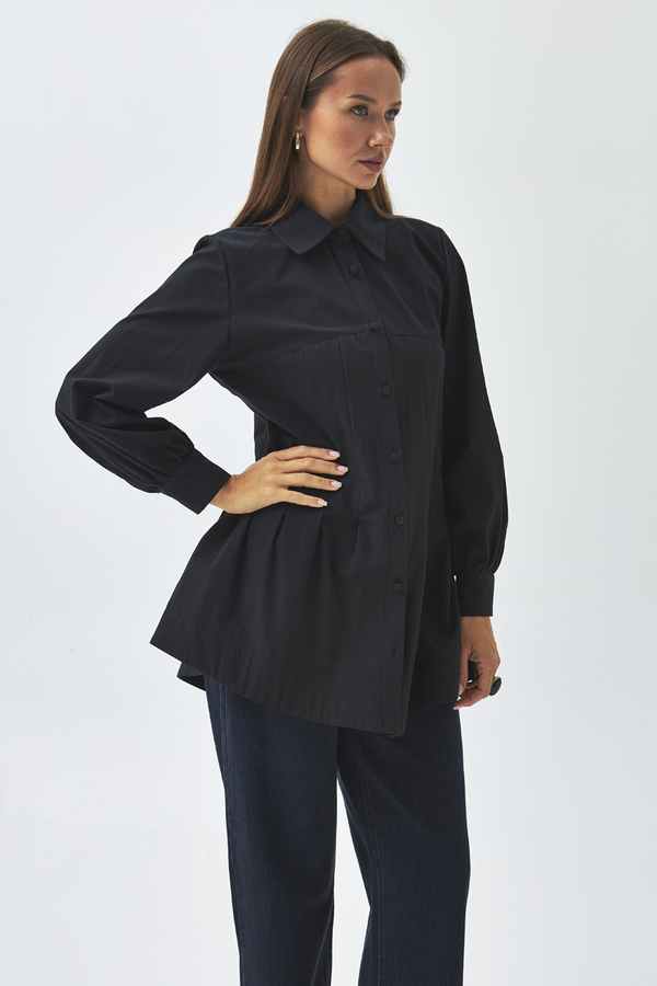 Stitch Detailed Yoke Shirt Black - 7