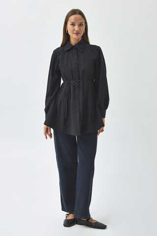Stitch Detailed Yoke Shirt Black - 8