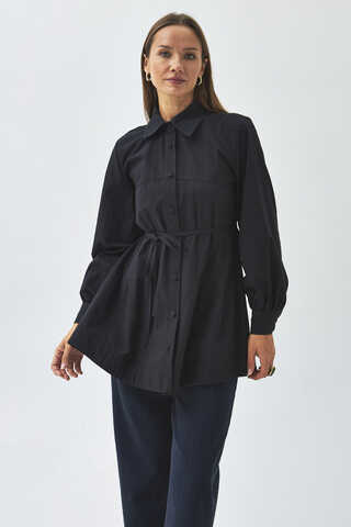 Stitch Detailed Yoke Shirt Black - 11