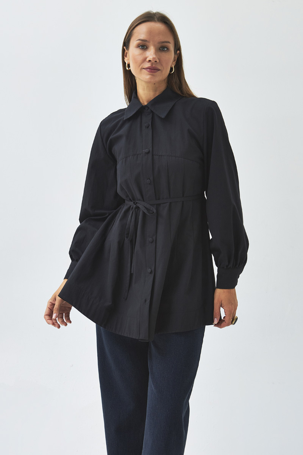 Stitch Detailed Yoke Shirt Black - 11