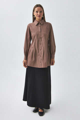 Stitch Detailed Yoke Shirt Dusty Rose - 1