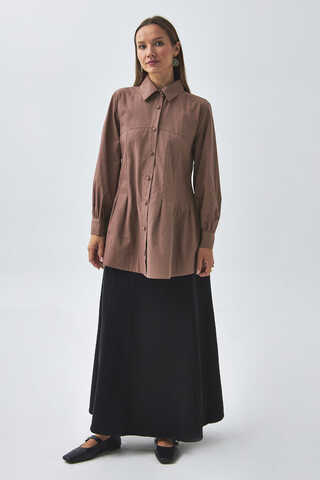 Stitch Detailed Yoke Shirt Dusty Rose - 2