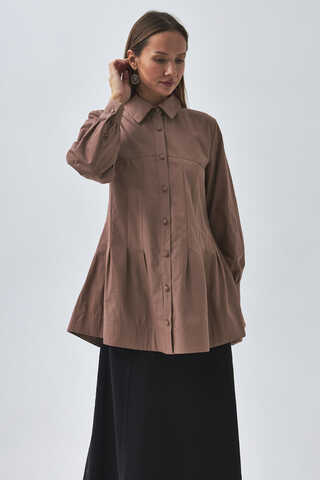 Stitch Detailed Yoke Shirt Dusty Rose - 3