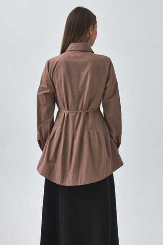 Stitch Detailed Yoke Shirt Dusty Rose - 9