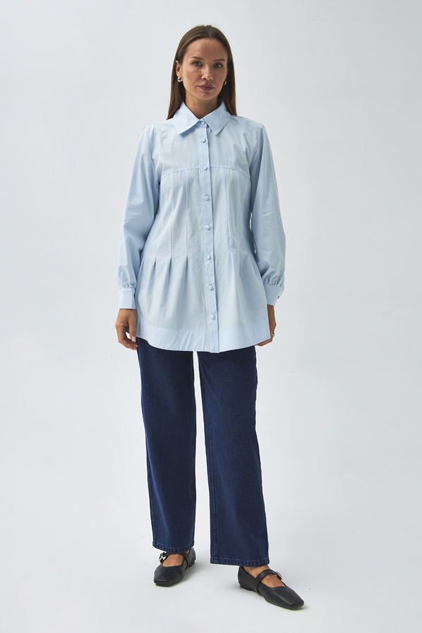 Stitch Detailed Yoke Shirt Ice Blue (1)