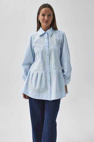 Stitch Detailed Yoke Shirt Ice Blue - 4