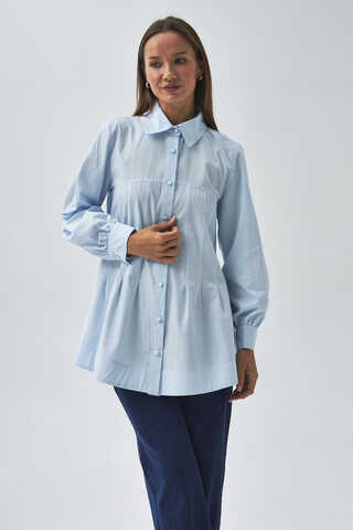 Stitch Detailed Yoke Shirt Ice Blue - 5