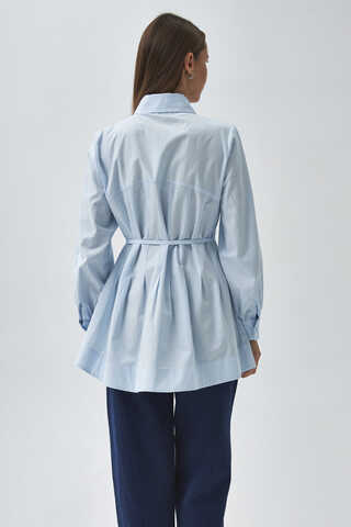 Stitch Detailed Yoke Shirt Ice Blue - 7