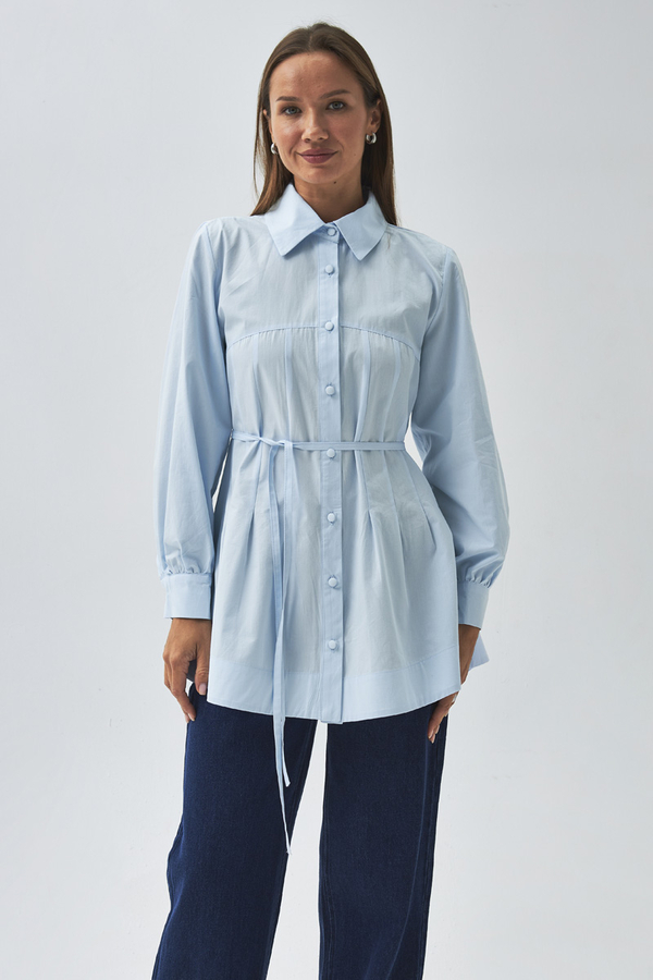 Stitch Detailed Yoke Shirt Ice Blue