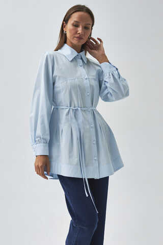 Stitch Detailed Yoke Shirt Ice Blue - 6