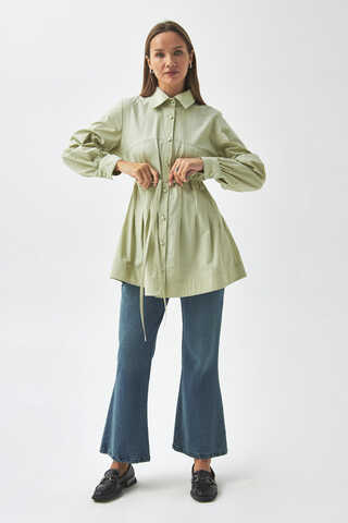 Stitch Detailed Yoke Shirt Light Green - 6
