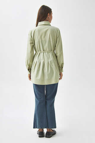 Stitch Detailed Yoke Shirt Light Green - 8