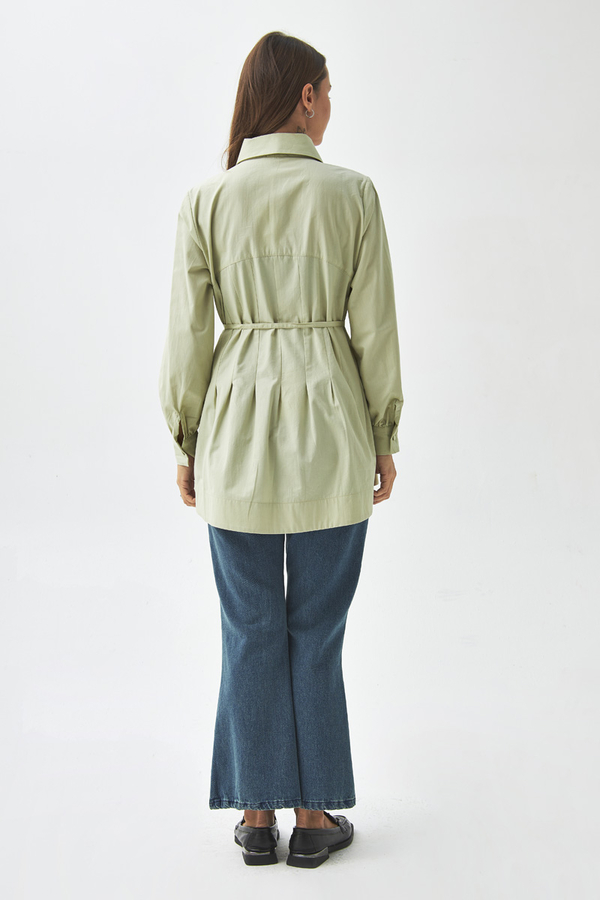 Stitch Detailed Yoke Shirt Light Green - 8