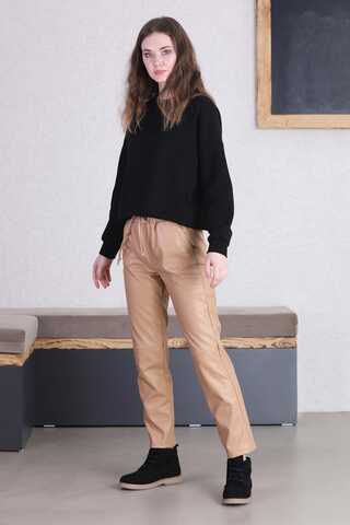 Seam Marked Leather Trousers Beige - 4
