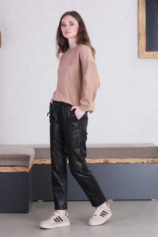 Seam Marked Leather Trousers Black - 3