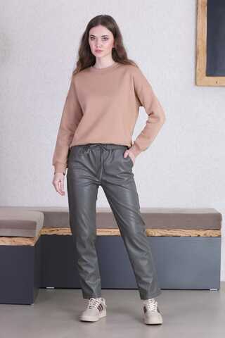 Seam Marked Leather Trousers Gray - 1