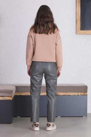 Seam Marked Leather Trousers Gray - 5