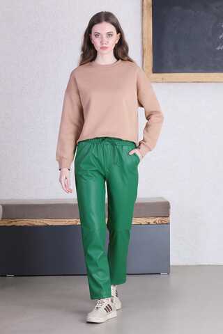 Seam Marked Leather Trousers Green - 1