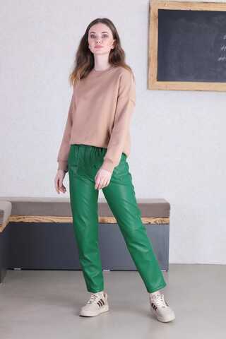 Seam Marked Leather Trousers Green - 4