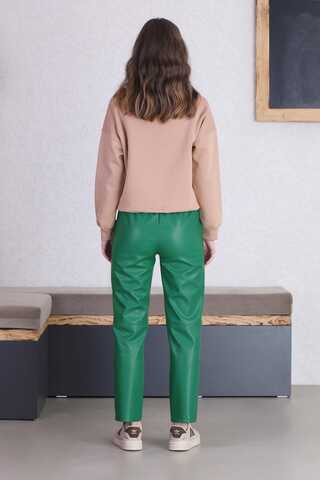 Seam Marked Leather Trousers Green - 6