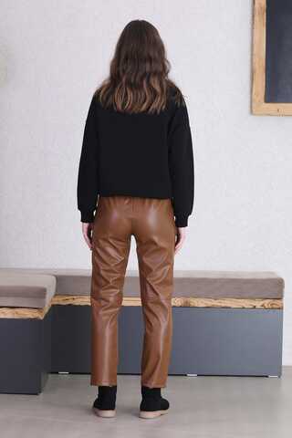 Seam Marked Leather Trousers Tan - 6