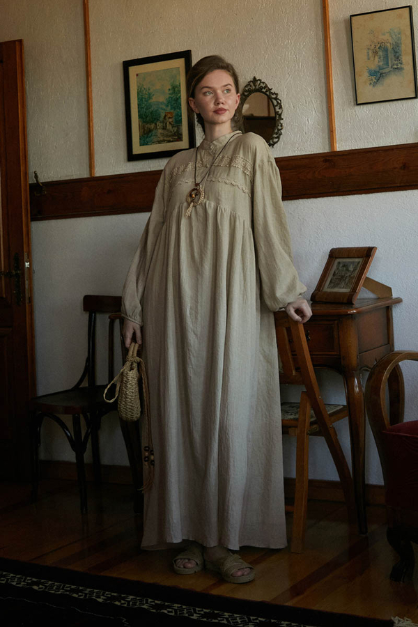 Stone Lace Yoke Dress - 2