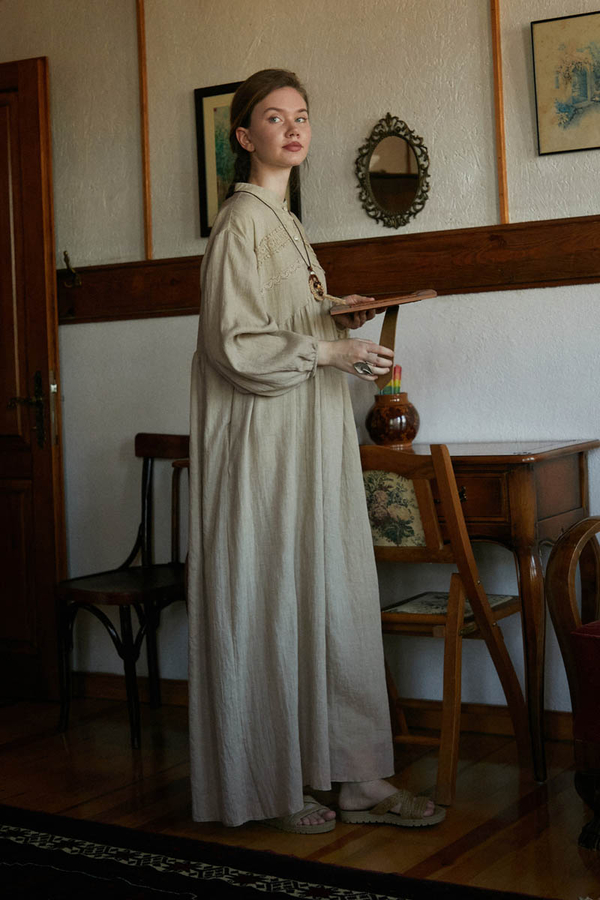 Stone Lace Yoke Dress - 4