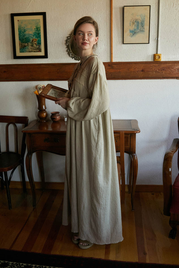 Stone Lace Yoke Dress - 5