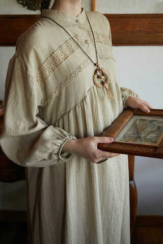 Stone Lace Yoke Dress - 7