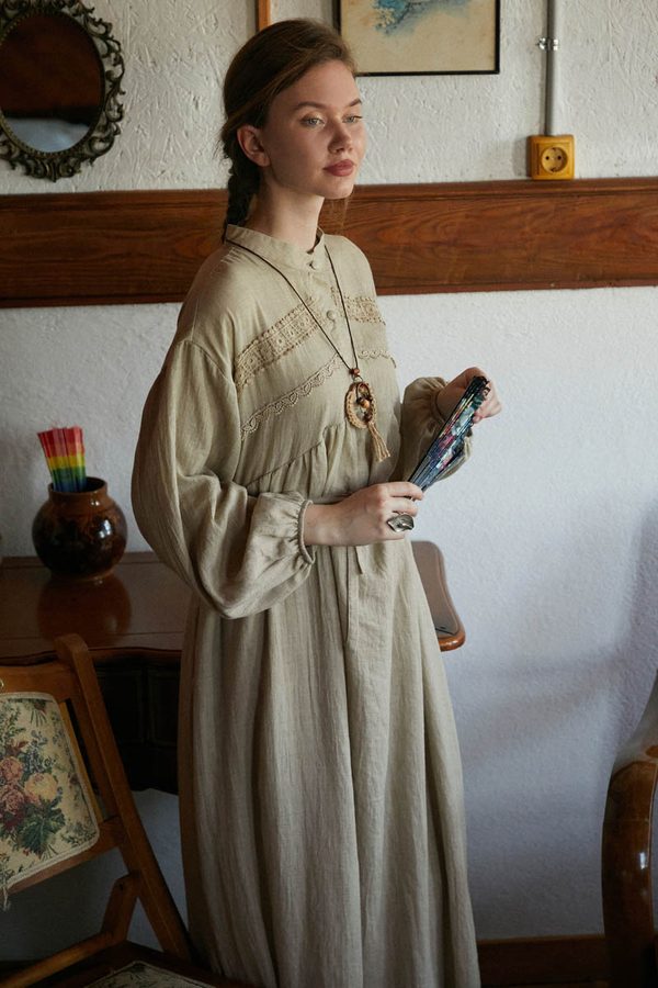 Stone Lace Yoke Dress - 13