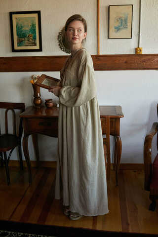 Stone Lace Yoke Dress - 5