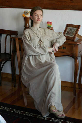 Stone Lace Yoke Dress - 9