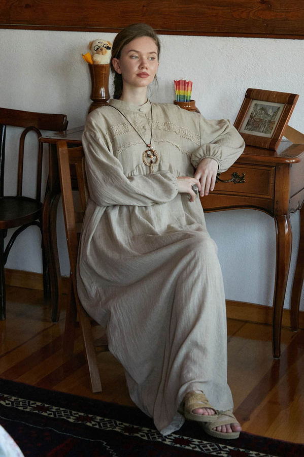 Stone Lace Yoke Dress - 9